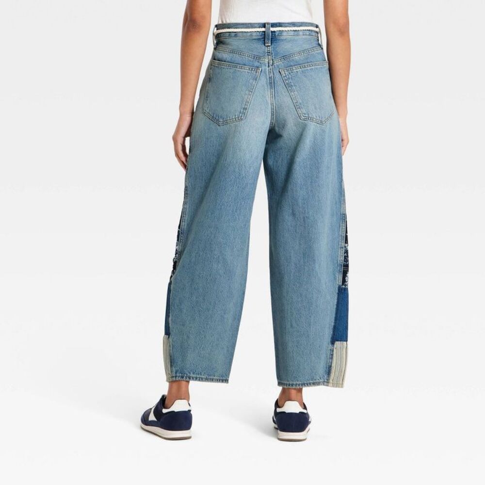 Universal Thread Blue Patchwork Wide Leg Jeans - Picture 2 of 4